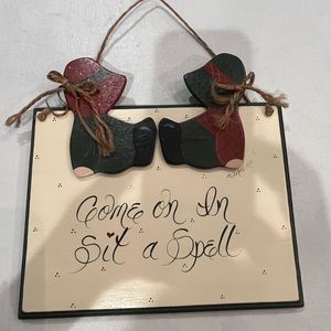 Sold Vintage handmade Holly Hobbie style wooden sign. GUC!